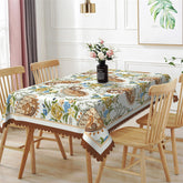Lofaris Elegant Paisley?Floral?Blue Brown Edge Tablecloth